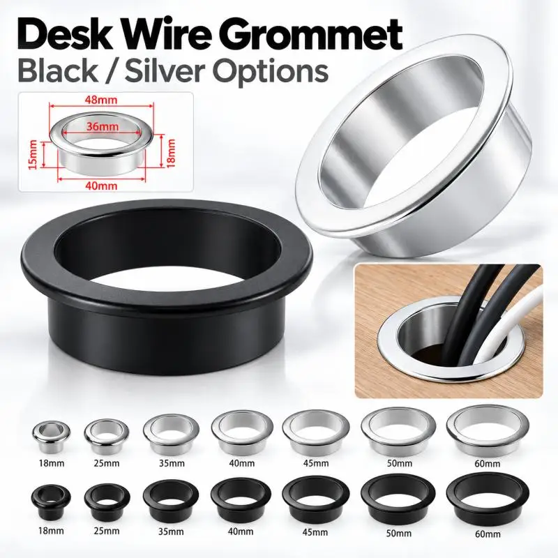 1~10PC Zinc Alloy Computer Desk Cable Grommets Wire Hole Cover Cabinet Vent Hole Decor Plug Cable Outlet Port Furniture Hardware