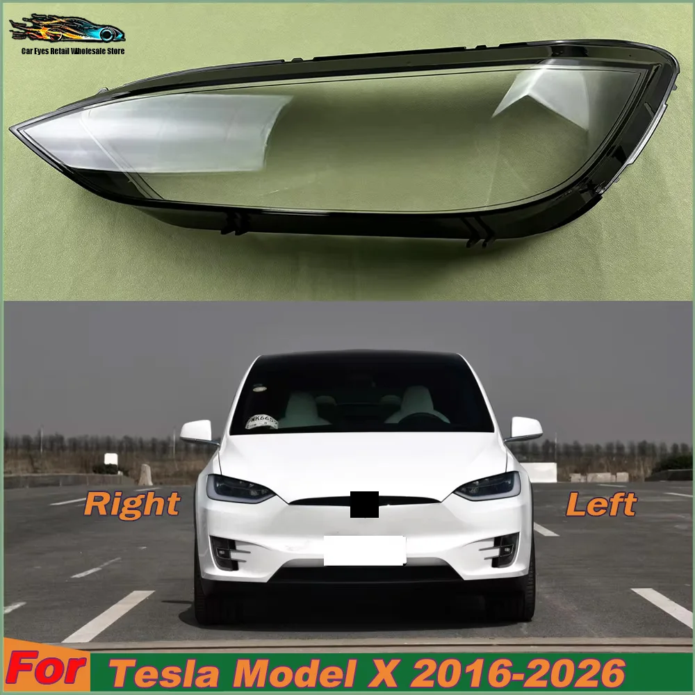 For Tesla Model X 2016-2026 Front Headlamp Lamp Cover Transparent Headlight Shell Lens Plexiglass Replace The Original Lampshade