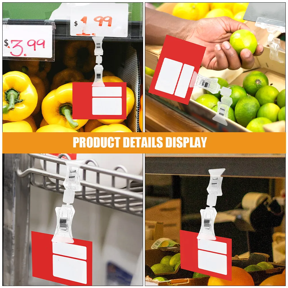 20Pcs Dual Head Swivel Price Clips Plastic Label Display Clips for Retail Stores Supermarkets Merchandise Sign Holder Clip
