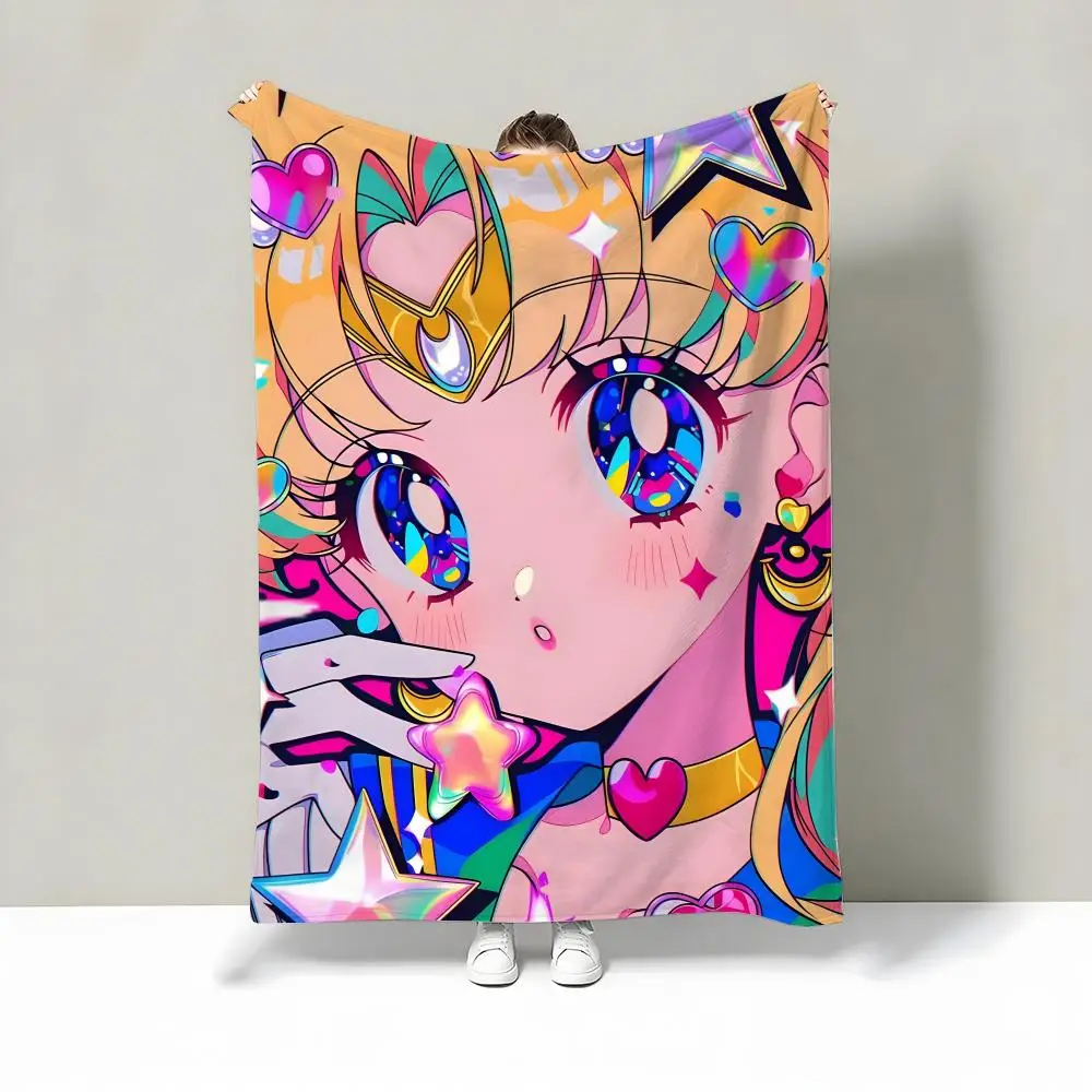 Anime S-SailorS Moon Throw Flannel Blanket Warm Cozy Throw For Bed Sofa Office Travel All Season