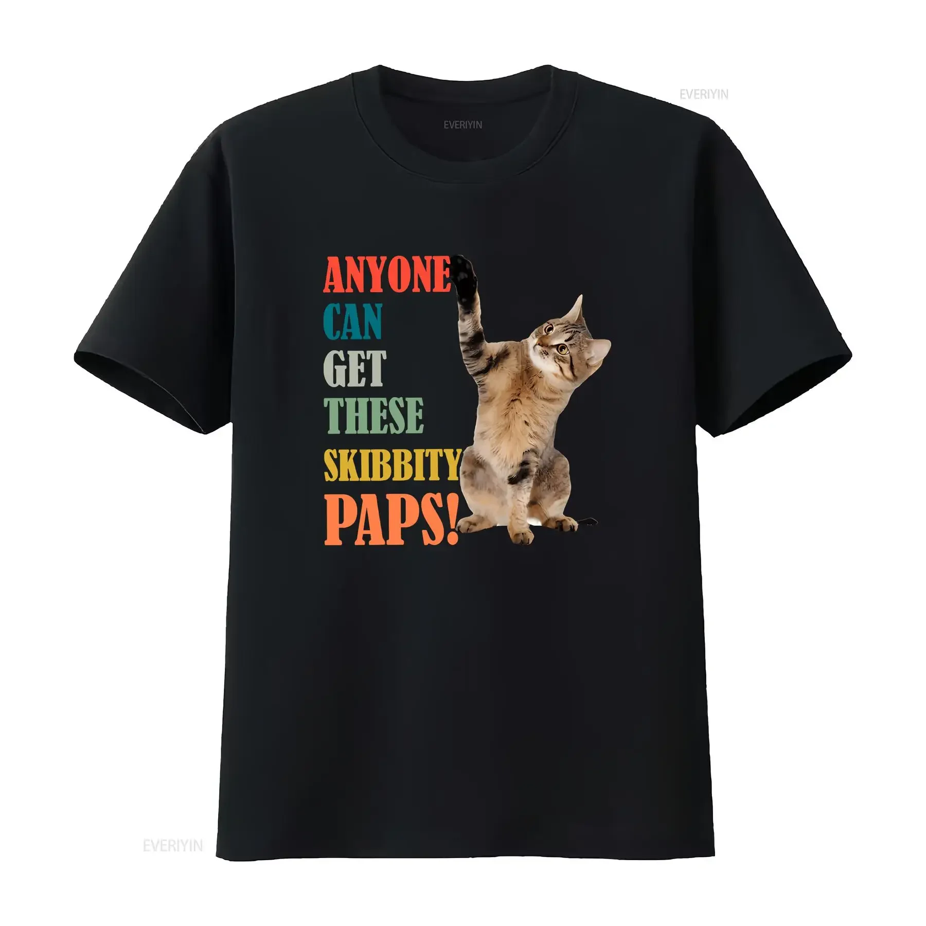 Anyone Can Get These Skibbity Paps Funny Cat T Shirt Lovers Adults Kids Top vintage Washed streetwear graphic Stretched