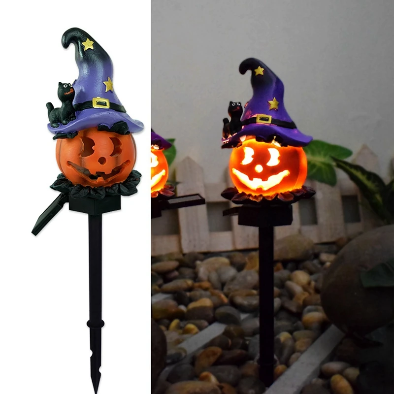 Hot Solar Pumpkin Lantern Halloween Outdoor Light Atmosphere Light Waterproof Resin Light Suitable For Courtyard Garden