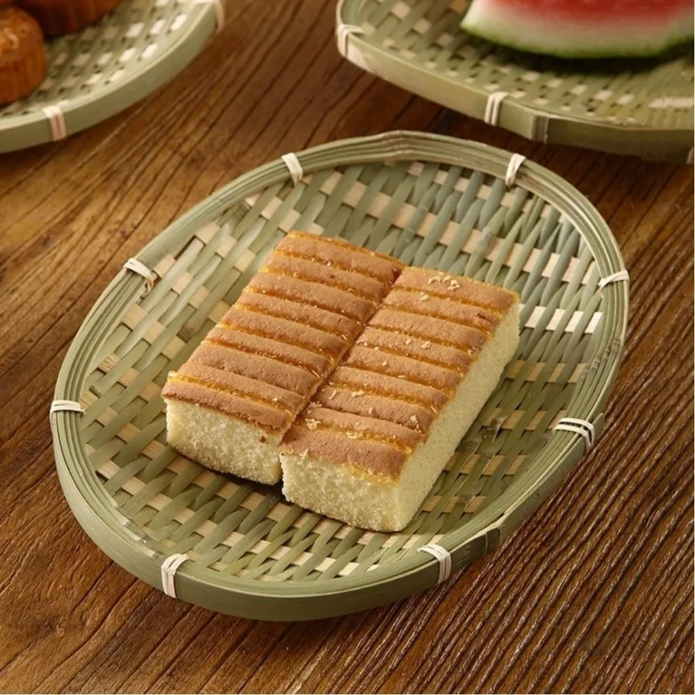 Creative Natural Bamboo Sieve Weaving Household Fruit Bread Basket Handmade Bamboo Dustpan Decorative Plate