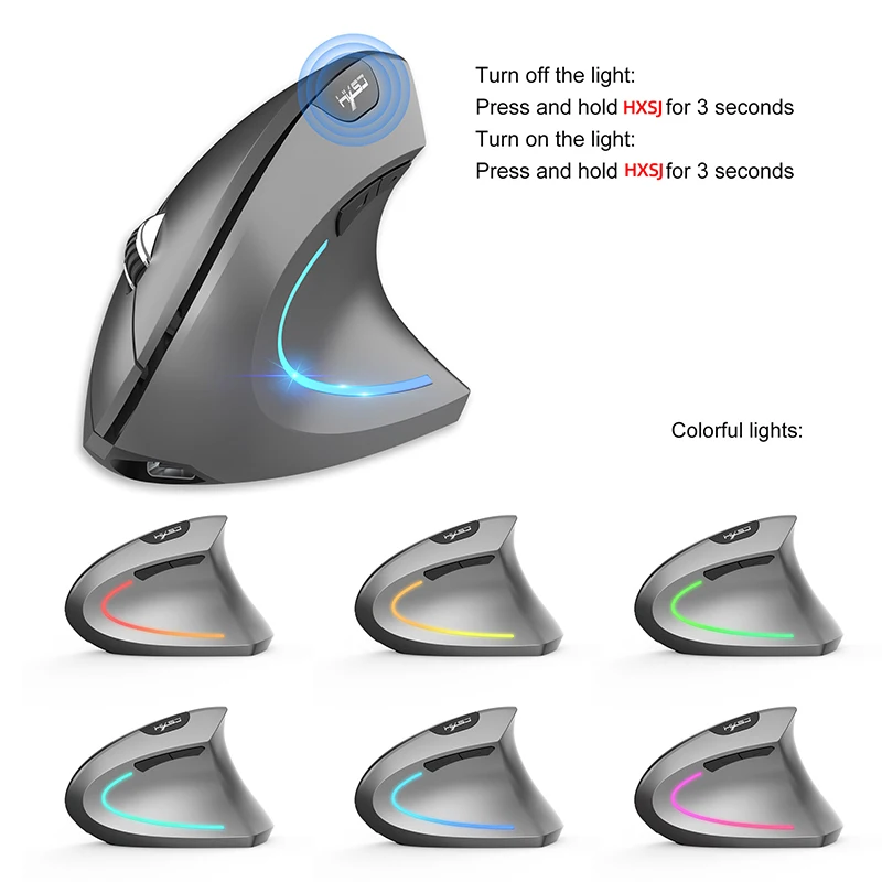 Vertical Mouse 2.4g+bt5.1 Dual-mode Wireless Mice Mute Prevention Mouse Hand 6d Rechargeable Type-c 2400dpi Gaming Mouse