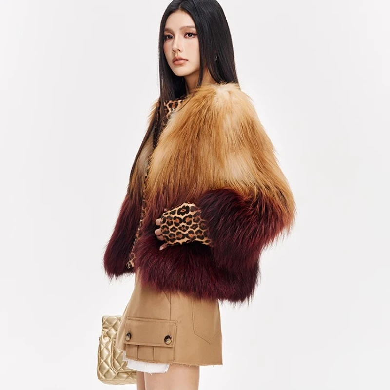 2025 Real Women Natural Fox Fur Strip Sewed Toghter Style Coat Genuine Sheepskin Leather Jacket Warm Thick Female Luxury Jackets