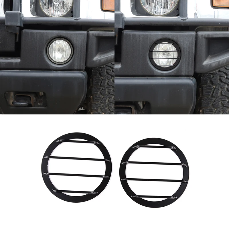 

For Hummer H2 2003-2009 Stainless Steel Carbon Black Car Front Fog Lights Lamp Cover Decorative Sticker Car Interior Accessories