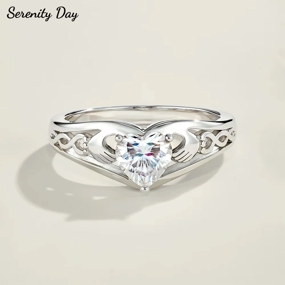 

Serenity 1ct Heart Cut D Moissanite Rings for Women Girl Wedding Gift 100% S925 Sterling Silver Couples Rings Plated 18K Jewelry