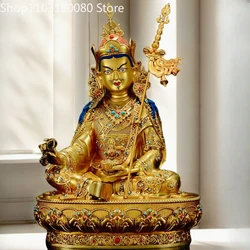 Copper brass gilding padmasambhava Sit lotus Buddha statue Tibet buddhism Guru Rinpoche sculpture 49cm,31cm,21cm