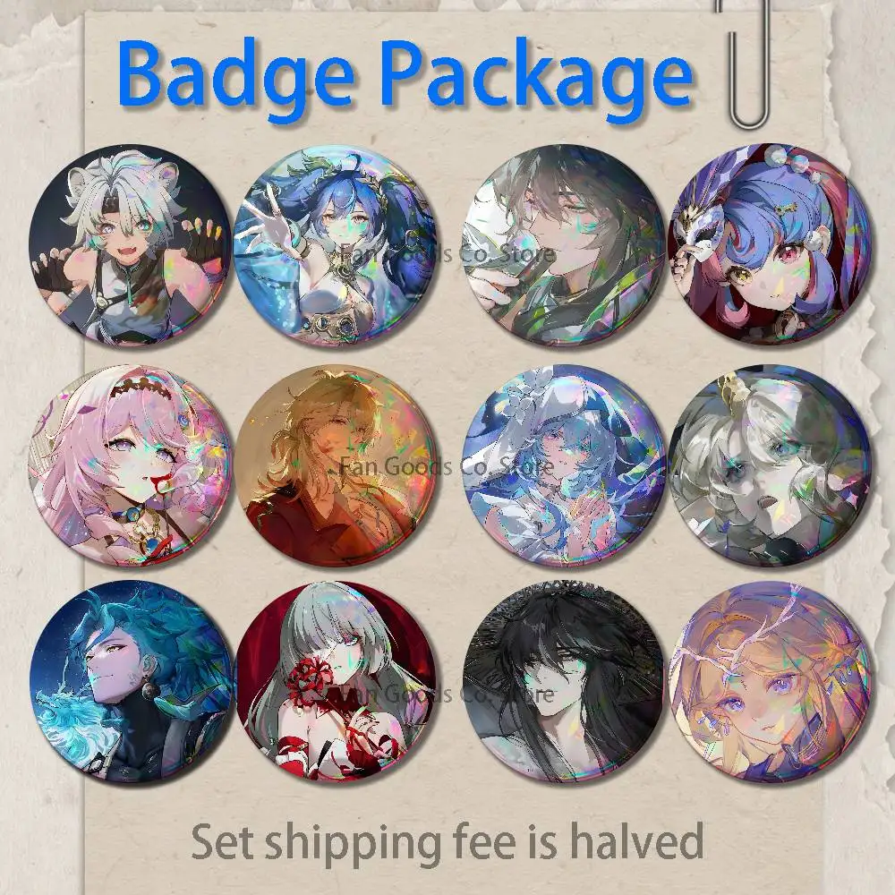 

W-Wuthering Game W-Waves 2-piece set Pins Backpack Clothes Jewelry Accessories Cartoon Round Brooch Button Badge Collection Gift