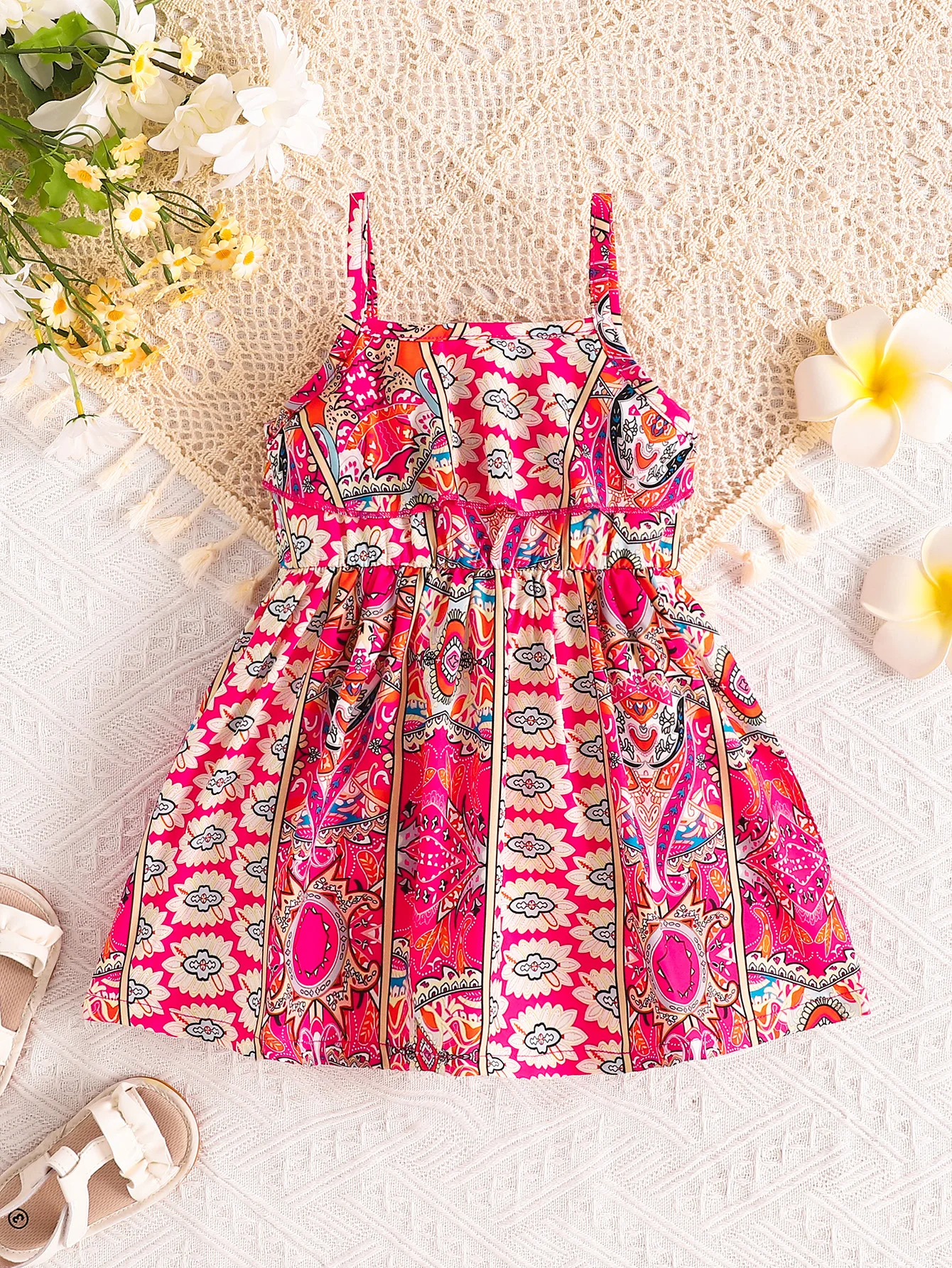 Baby Girls Dress Baby Flower Bohemian Style Sleeveless Dresses 2024 Summer Infant Newborn Fashion Clothing