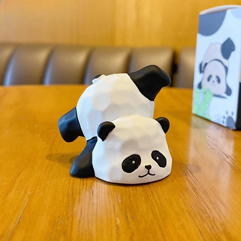 Creative Resin Wood Carved Panda Figurine - Elegant Desktop Decor for Home Practical Trending Decorative Piece for Living Spaces