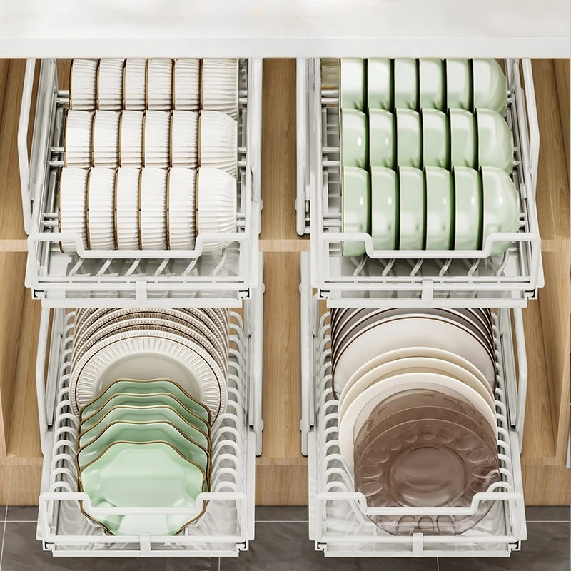 

Kitchen dish storage rack, installation-free, built-in cabinet, pull-out bowl rack, drawer type