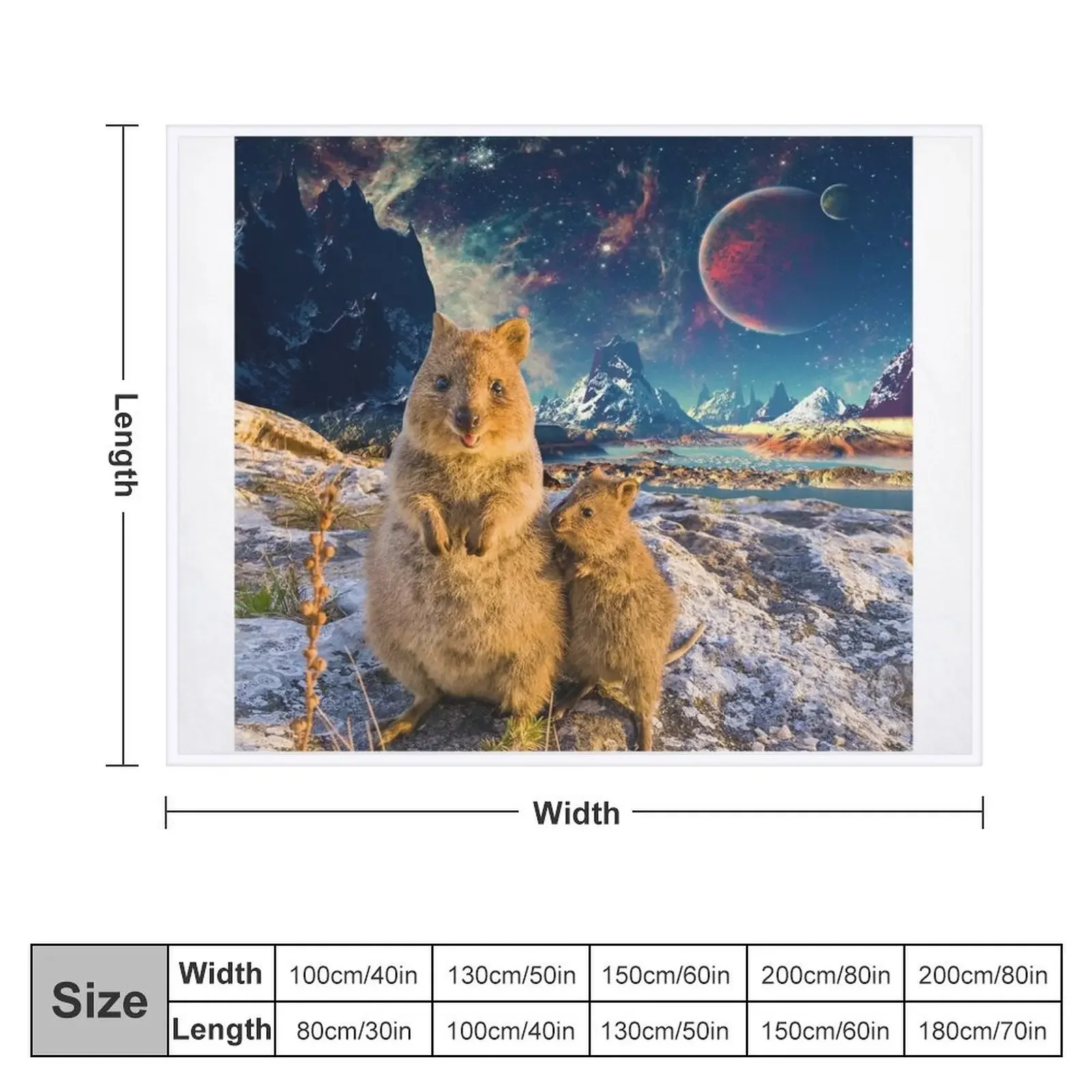 Happy Quokka Trip to Space Throw Blanket Personalized Gift Sofas anime Blankets