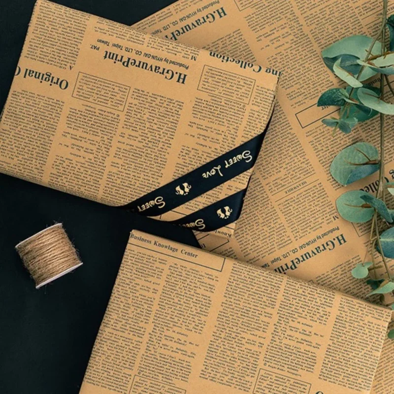 10pcs Newspaper Wrapping Paper Bouquet Kraft Sunflower Wrapped Floral Paper 50x75 DIY Artware Package Book Cover Wrap Packing