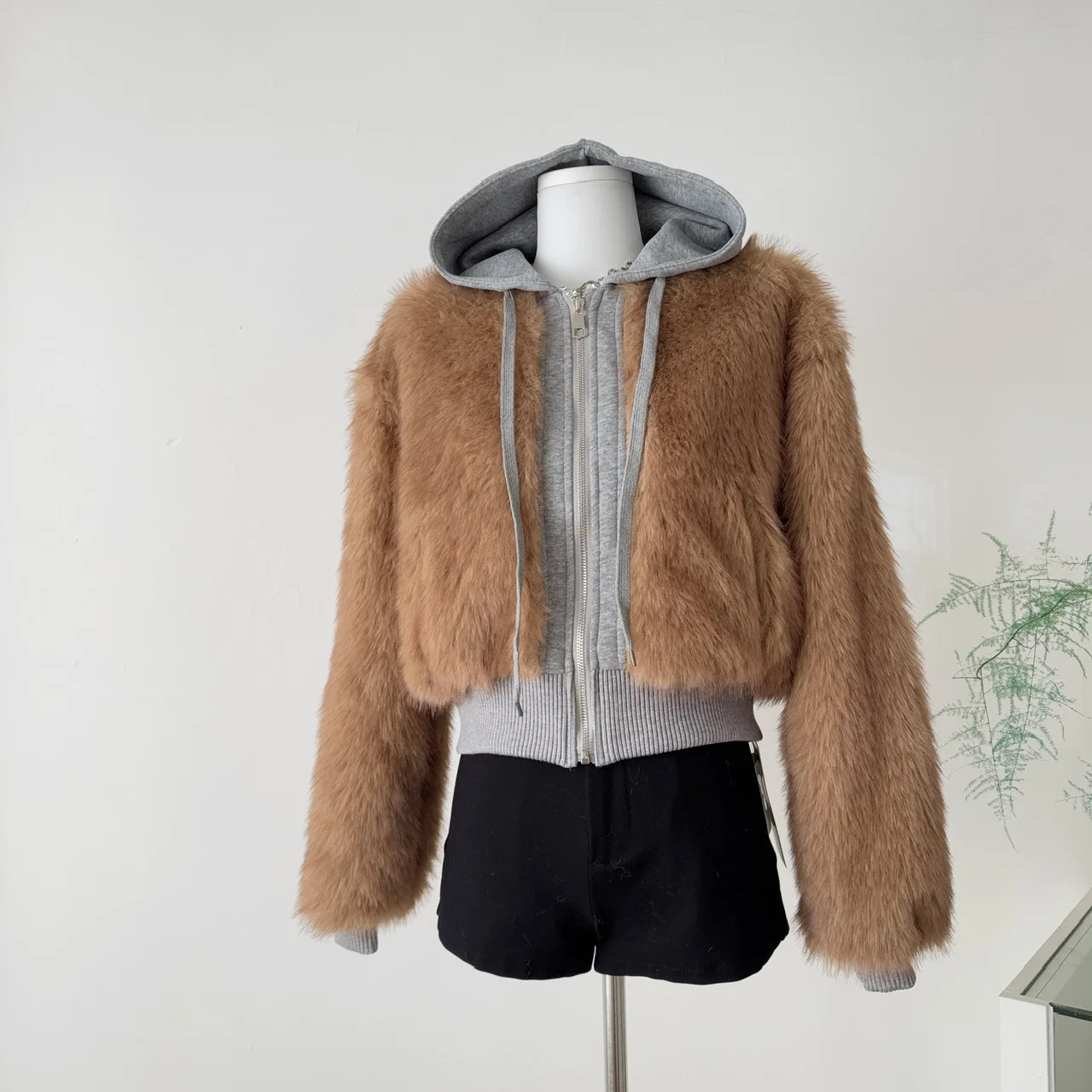 

Женское свободное повседневное теплое пальто из искусственного меха с капюшоном в американском стиле ретро, полиэфирное волокно, зима 202, женская мода