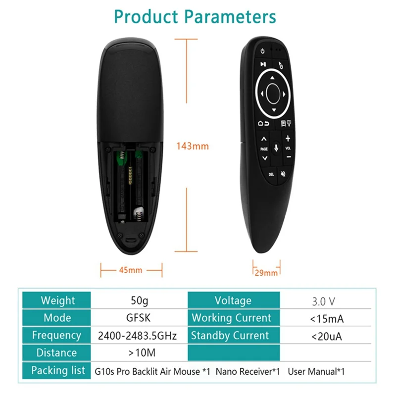 G10S Pro Remote Control for Android TV Box Voice Remote Control 2.4G Wireless Mouse Gyroscope IR Remote LED Backlight