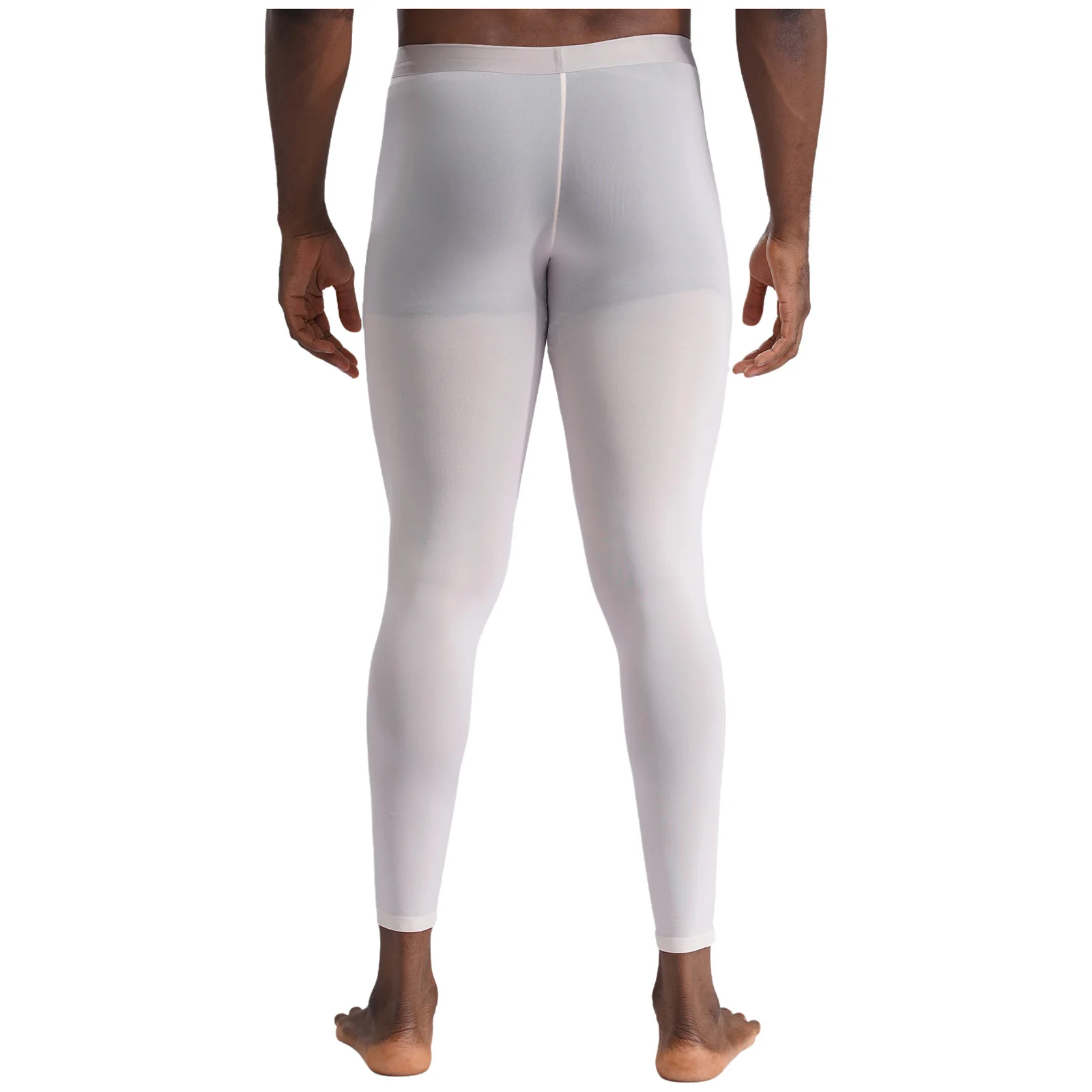 Men Silky Compression Trousers Tight Leggings for Gym Sports Yoga Fitness Elastic High Waist Seamless Pants Underwear Sportswear
