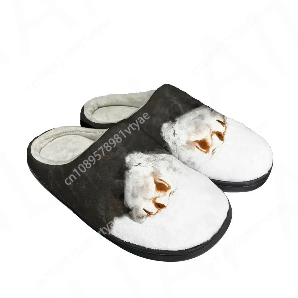 Pantoufles en coton personnalisées Michael Myers pour hommes et femmes, sandales en peluche décontractées, chaussures thermiques confortables, chaudes et à la mode