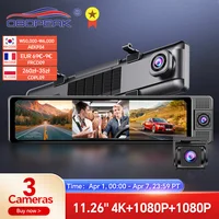 Cámara de salpicadero H330, espejo retrovisor de 3 canales, parte delantera interior trasera, 4K + 1080P + 1080P, WiFi, GPS, lente Dual, cámara Dvr para coche, visión nocturna infrarroja