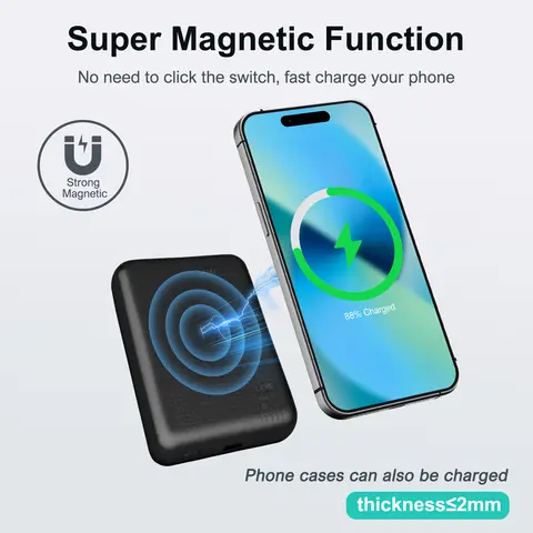 Magnetisk Powerbank Tunn Trådlös Snabbladdning 5000mAh Bärbar Laddare 20W Utgång USB-C Magsafe För iPhone Huawei Samsung 8 best sales powerbank med trådlös laddning - №6
