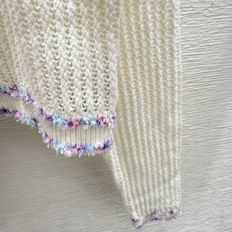 بلوفر نسائي محبوك ومطرز عالي الجودة من قماش الجاكار مزين بالألوان سترة قصيرة الطراز 251028135