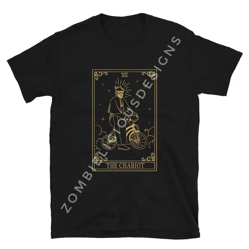 Футболка с длинным или коротким рукавом с изображением призрака Таро карт колесницы