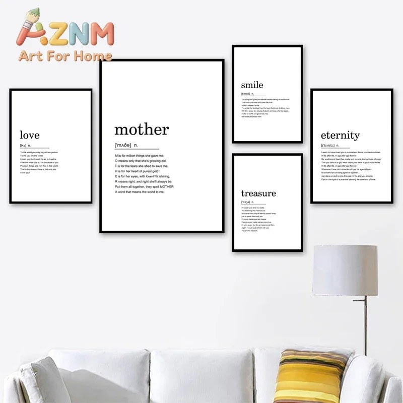 Home Family Love Definition Quotes Nordic Posters And Prints Wall Art Canvas Painting Wall Pictures For Living Room Decor