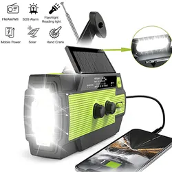 Portable Solar Hand Crank AM/FM Radio for Survival,Rechargeable Battery Powered Radio,USB Charger,Flashlight,Reading Lamp
