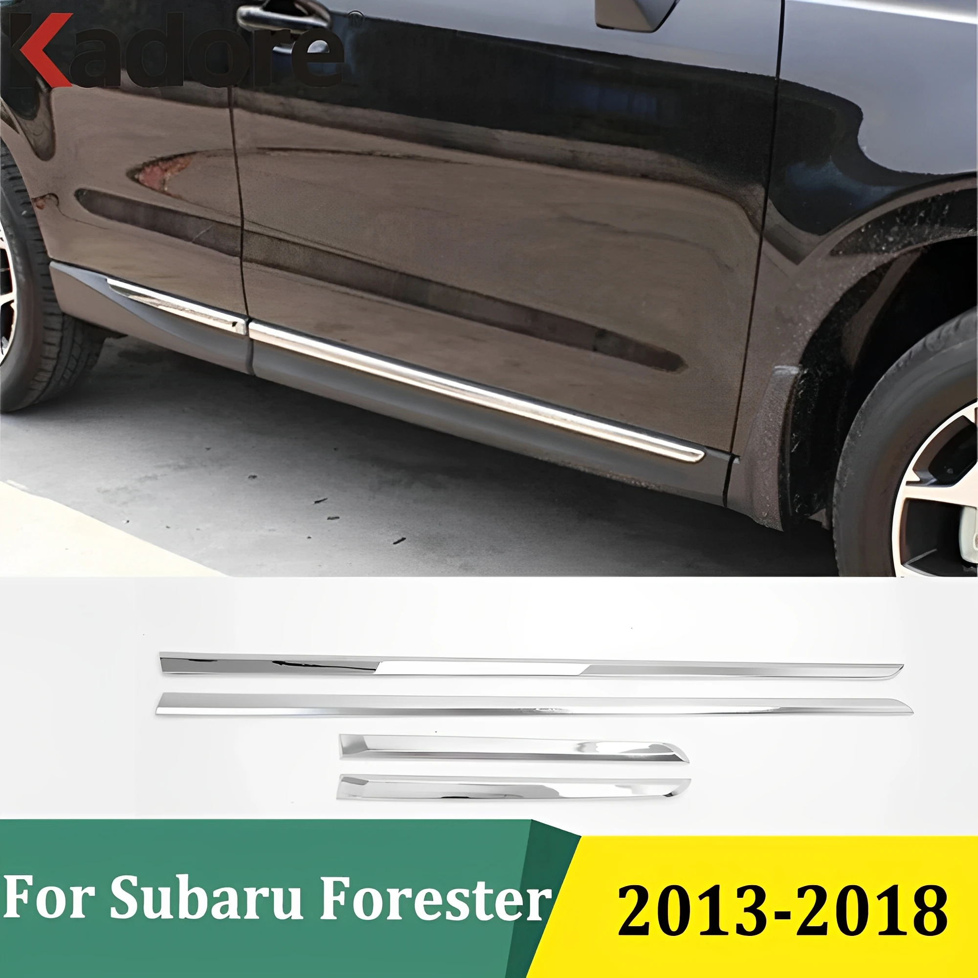 

For Subaru Forester 2013-2018 ABS Chrome Side Door Body Molding Line Cover Trim Protector Decoration Exterior Accessories 4pcs