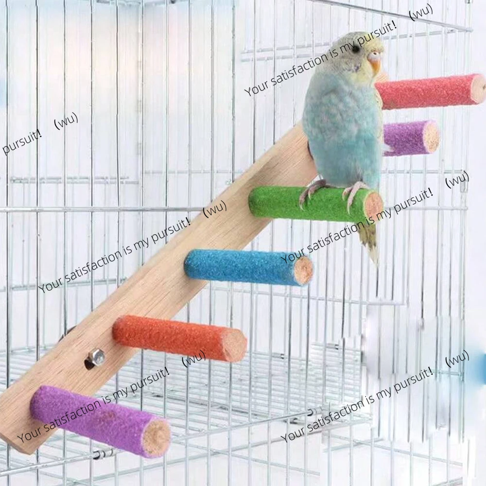Bird Climbing Ladder Parrot Climbing Perch Stand Toys 4/6/8 Step Wooden Exercise Rack Bird Cage Accessories