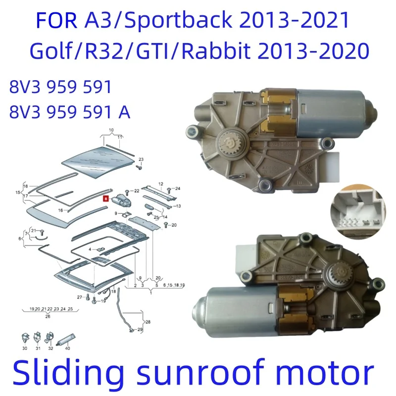 Sliding Sunroof Motor For Audi A3 Sportback Golf R32 GTI Rabbit 2013-2021 Brand New and Authentic 8V3959591 8V3959591A