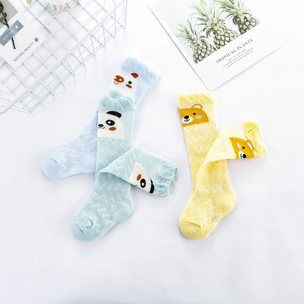 3Pairs/lot 0-2Y Baby Socks Summer Cotton Animal Bear Kids Stockings Girls Mesh Cute Newborn Socks