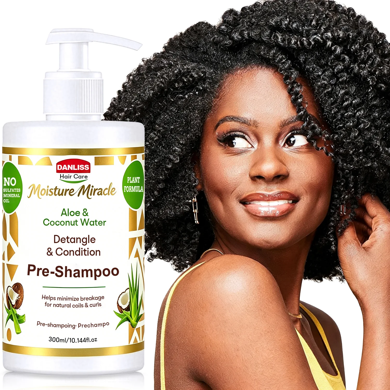 Aloe & Coconut Water Detangle & Condition Pre-Shampoo – Moisture Miracle for Curly Hair Prepare Your Curls for Washing