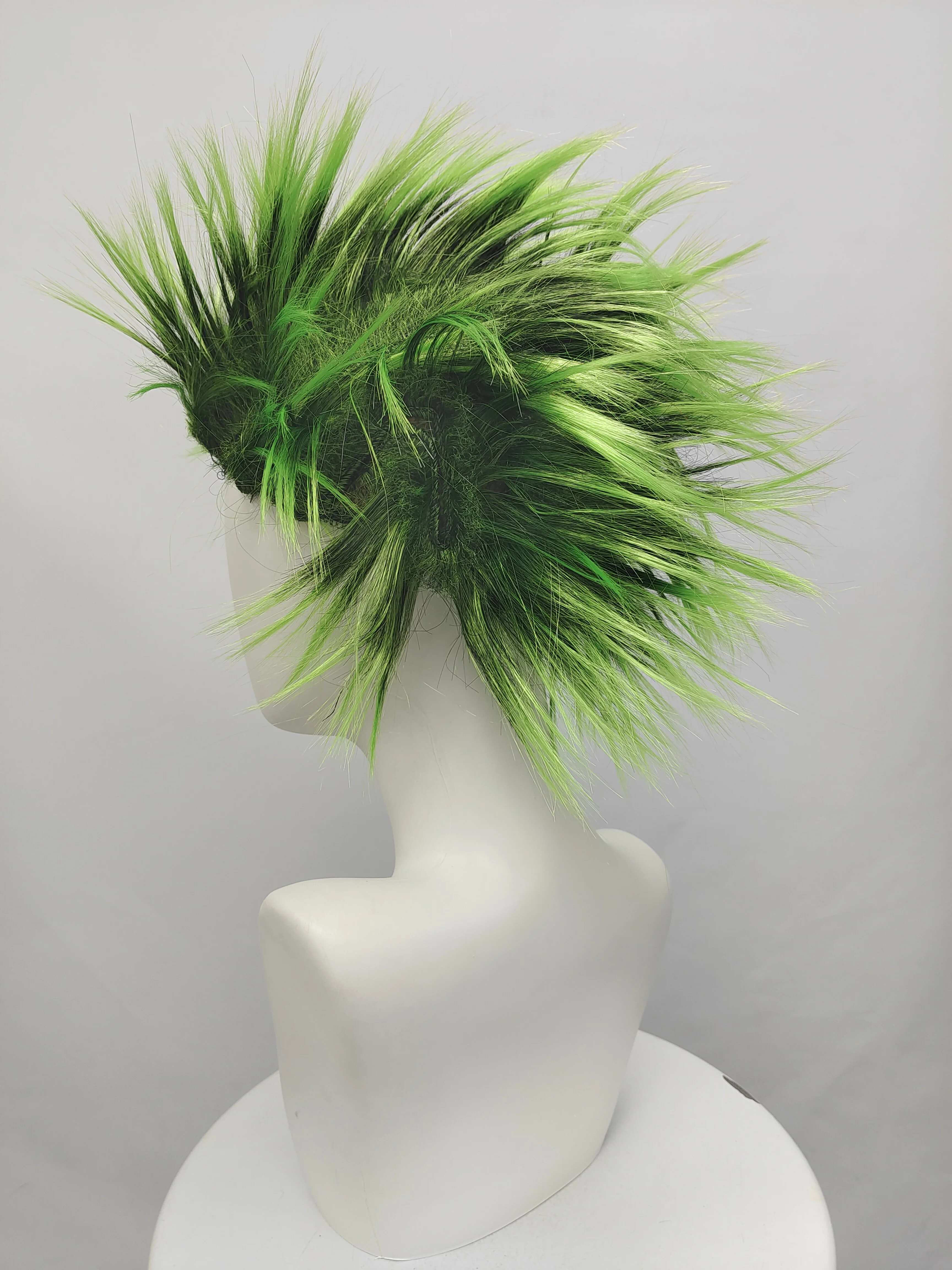 Black Ombre Green Spiky Synthetic Mohawk Wig, Punk Rock Style for Halloween Cosplay and Carnival Party Costume image 6