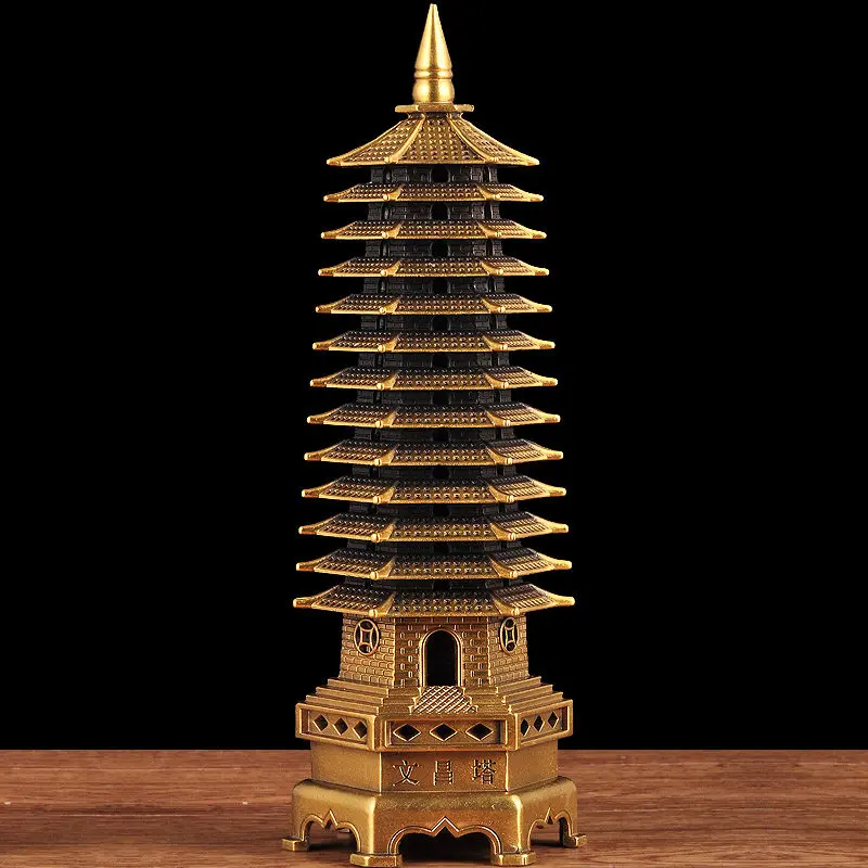 All-copper thirteen-story Wenchang Tower ornament thirteen-story Wenchang Tower feng shui office decoration study table top, dec