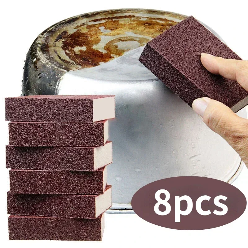 8Pcs Heavy Duty Cleaning Set - 8Pcs Magic Sponge Eraser, Carborundum Rust Removing Brush, Descale Clean Rub for Kitchen Sponge