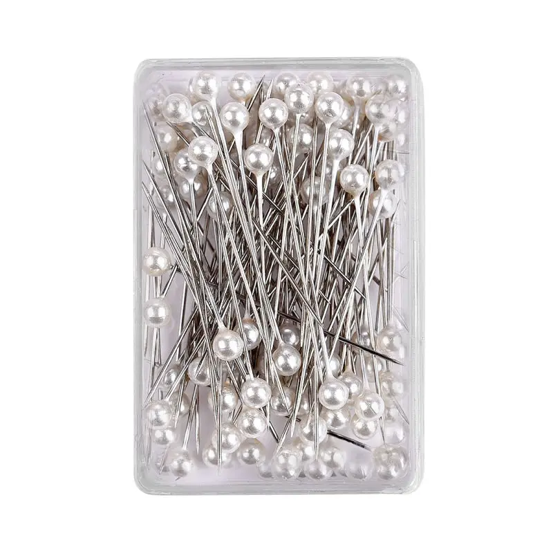 100 stks/doos 38 cm Kleurrijke Ronde Parel Hoofd Naalden Stitch Rechte Push Naaispelden Voor Kleermakerij DIY Naaien Gereedschap Positionering