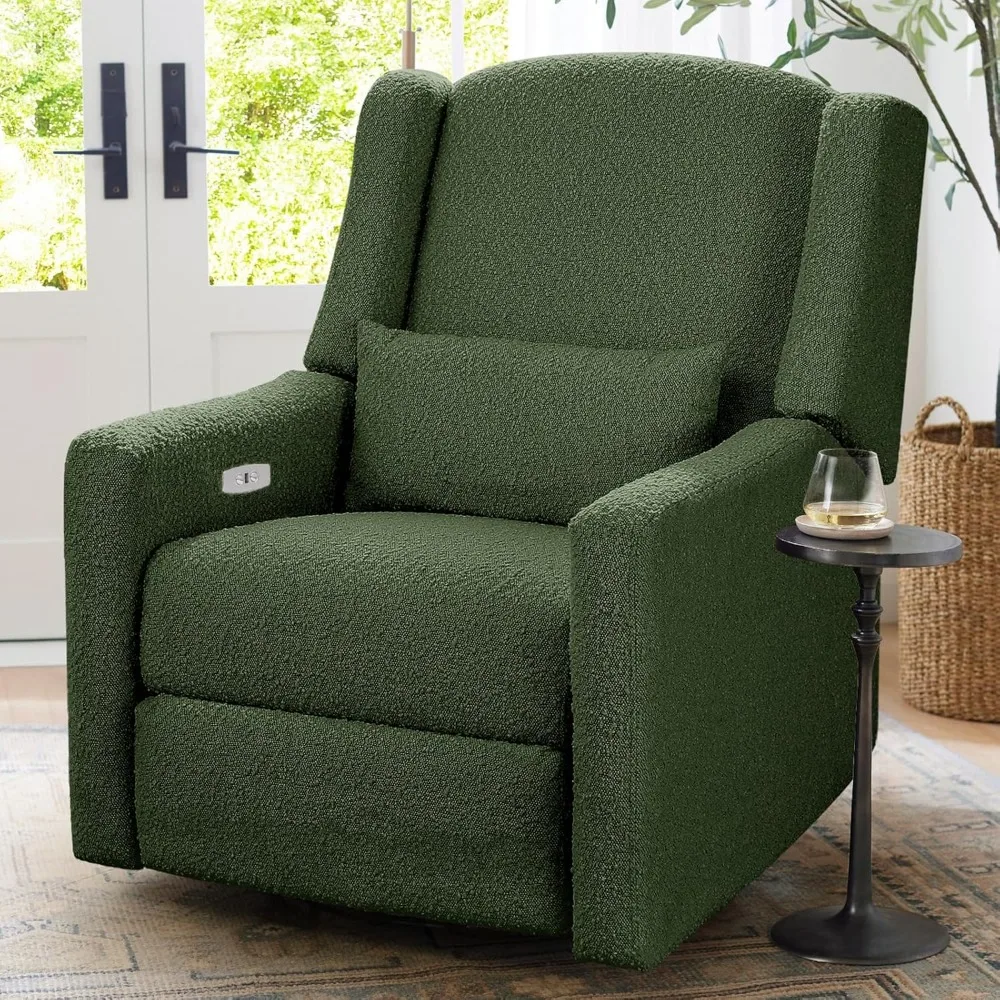 

Power Recliner Chair Swivel Glider, Large Rocker Recliner w/USB Charging Port, Boucle Upholstered Swivel Rocker Glider Recliner