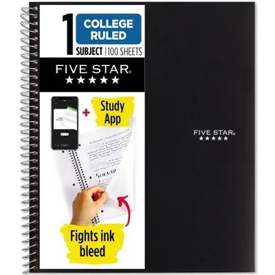 Subject 100 Pages College Ruled Spiral Notebook Black 11 Inch for Home Office School Essentials