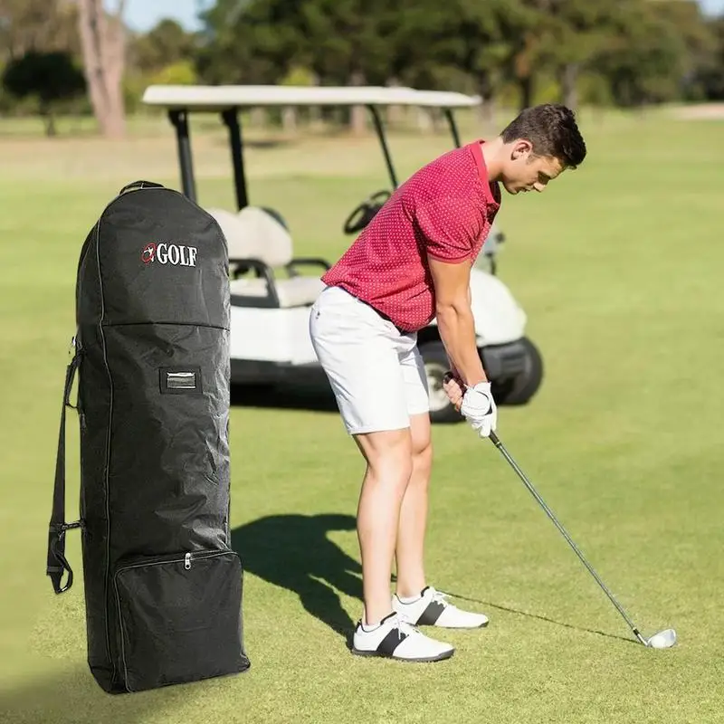 Golf Travel Plane Bags With Wheel And Detachable Shoulder Straps Foldable Golf Club Travel Cover for Airlines Golf Aviation Bag