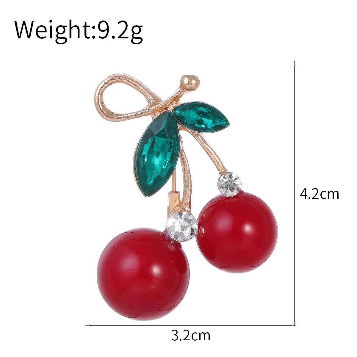 Simulation three-dimensional cherry brooch cross-border high-end diamond-encrusted crystal pin women's cute temperament anti-lig