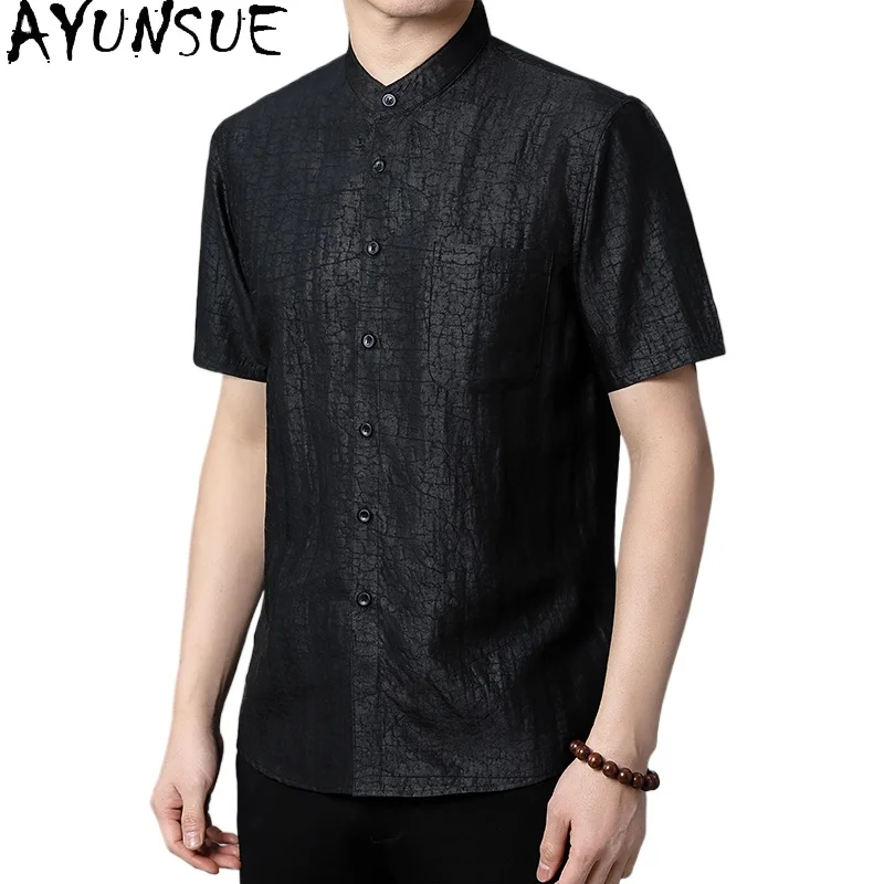 

SYUNSUE 100% Mulberry Silk Mens Summer Outfit Mens Shirts Men Suits High Quality 2024 Ensemble Homme Ete Loose Fit Clothes