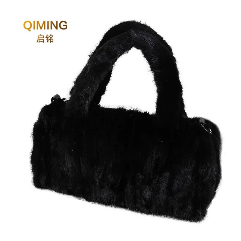 Women Mink Bag New Ladies Fur Bag Fashion Mink Fur Handbag Leisure Fox Fur Bag Black Female Bag B11