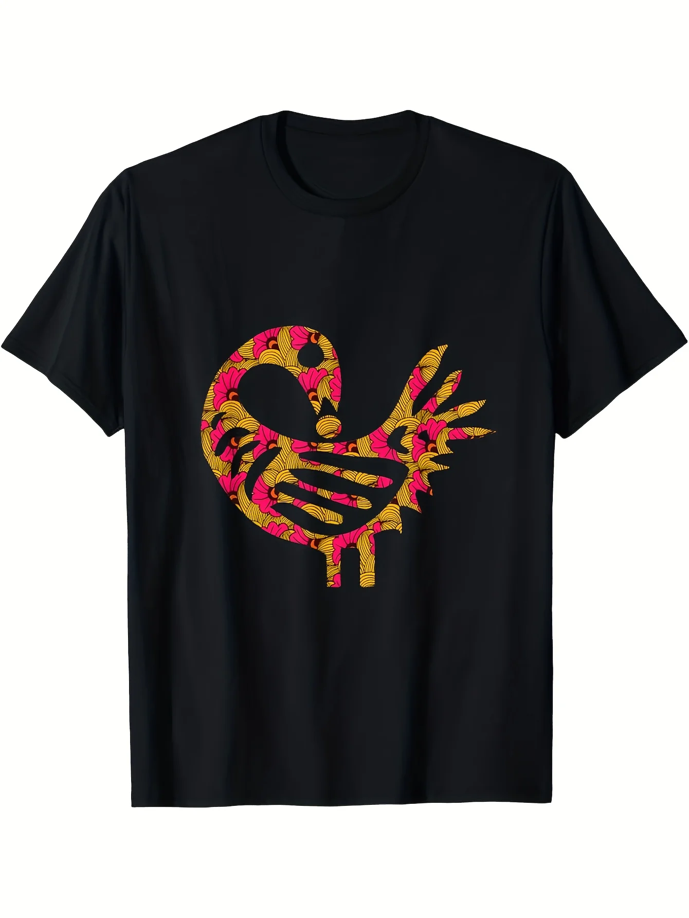2026 T-Shirt Featuring The Sankofa Bird Adinkra Symbol - A Design Celebrating African Heritage with Bright Yellow And Red Pan-Af