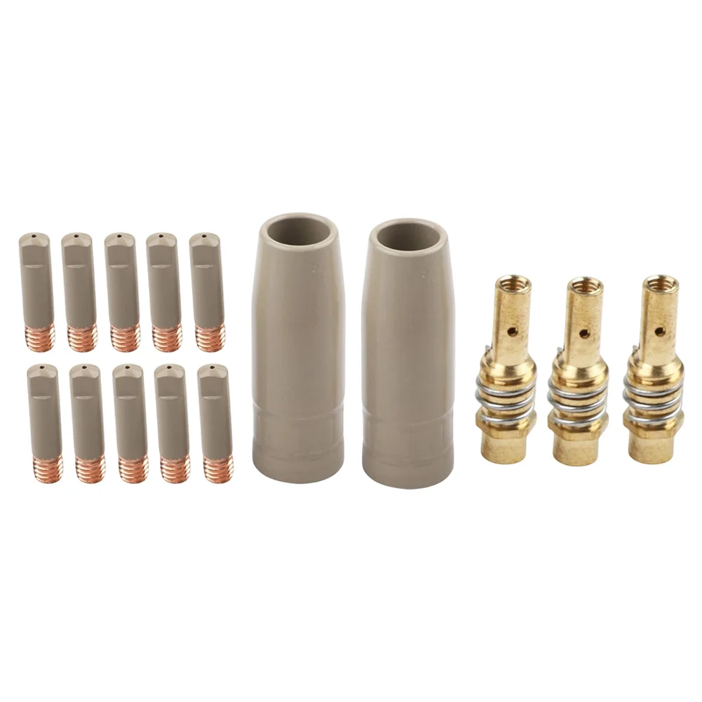 15PCS 0.8mm NonStick Coating Nozzle And Tips Set For 15AK Welding Torch Copper Contact Tip Holder MIG Welding Accessories
