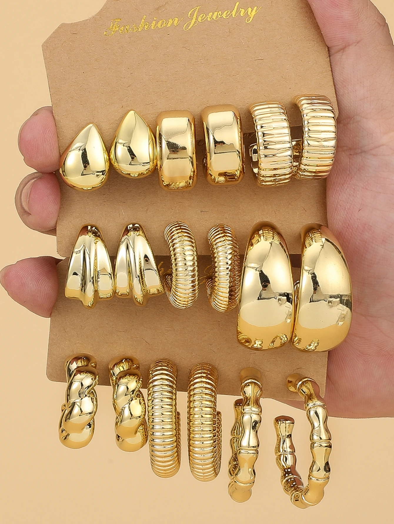 3/9 Pairs Fashionable New Plastic Material Threaded C-Shaped Earrings Set, Perfect Jewelry Gift For Friends