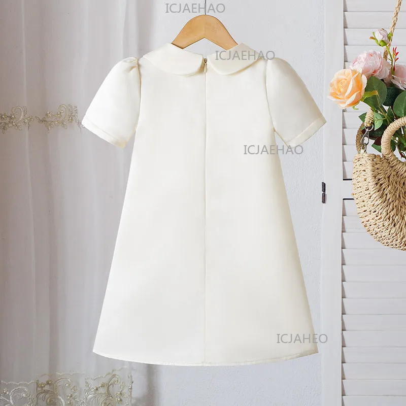 Children Girls Formal Dress New Bow Sequins Kids Satin Elegant Performance Princess Style Party Pageant Gown Dresses Vestido