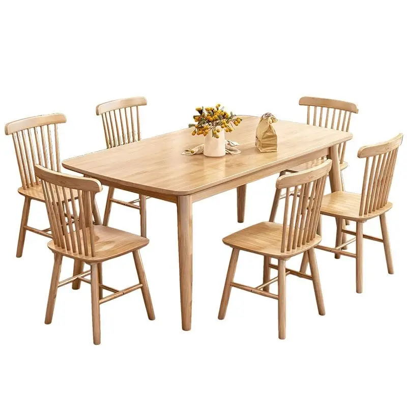 Solid wood rectangular foldable dining table set, suitable for small apartment hotels, modern and multi-functional