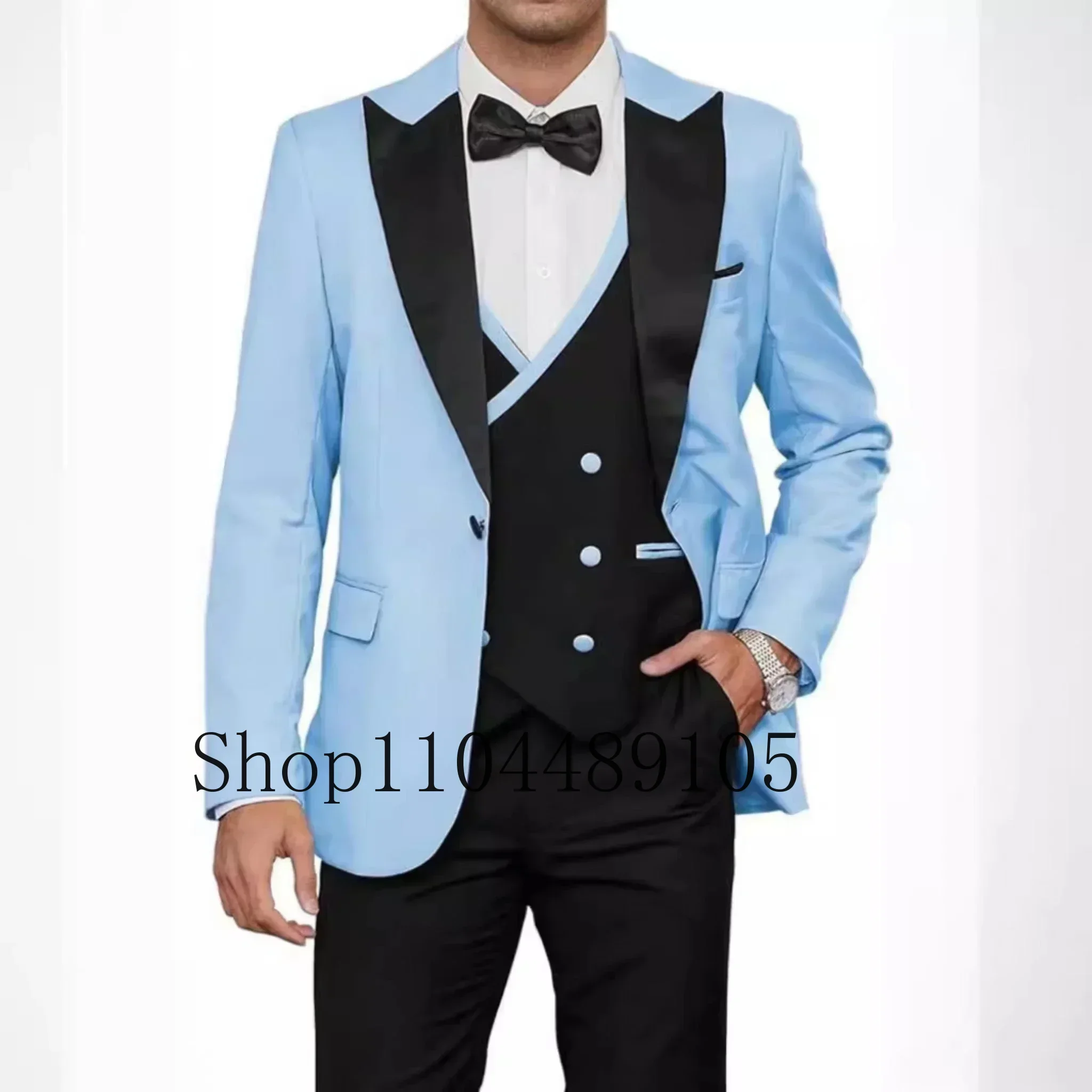 formal Jacket with Peak Lapel for Celebrities，Three-piece Suit Color-blocked，high-quality Wedding Art，2024 New