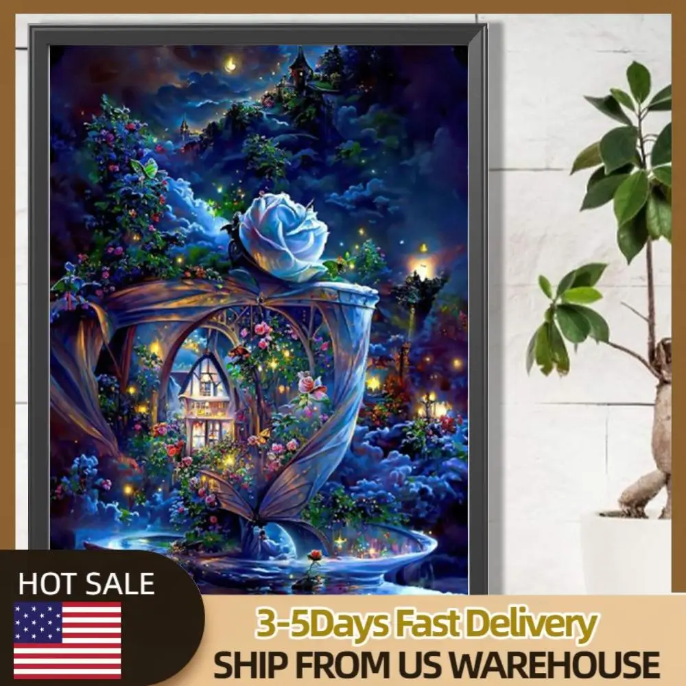 

5D DIY Полный круглый дрель Частичная AB Алмазная картина Дом Комплект Художественный декор 45x60 см